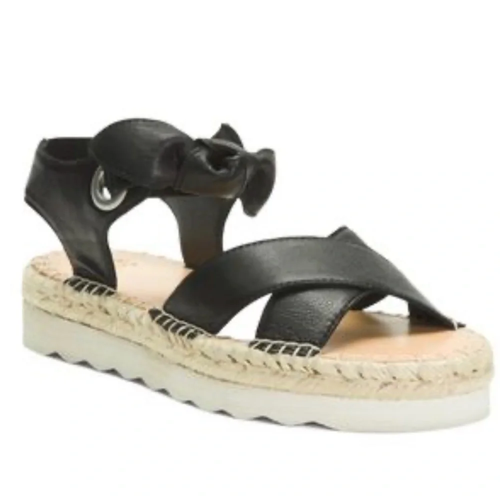 Frye Black Suede Bow Knot Espadrille Platform Sandals Frye Women’s Size 8M